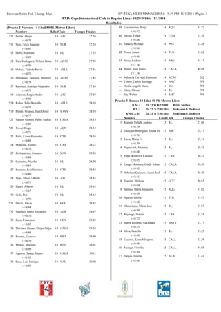 Peruvian Swim Fed. Champ. Meet HY-TEK's MEET MANAGER 5.0 - 9:39 PM 11/1/2014 Pagina 3 
XXIV Copa Internacional Club de Reg...