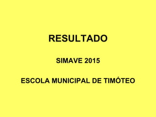 RESULTADO
SIMAVE 2015
ESCOLA MUNICIPAL DE TIMÓTEO
 