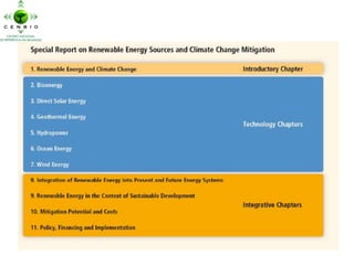 Principales Resultados del Informe Especial sobre Renovables del IPCC