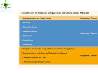 Principales Resultados del Informe Especial sobre Renovables del IPCC