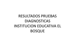 RESULTADOS PRUEBAS
      DIAGNOSTICAS
INSTITUCION EDUCATIVA EL
         BOSQUE
 