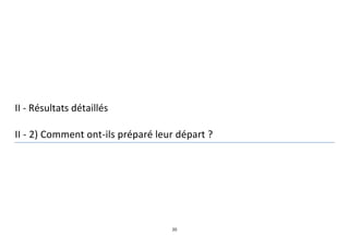 20
II - Résultats détaillés
II - 2) Comment ont-ils préparé leur départ ?
 