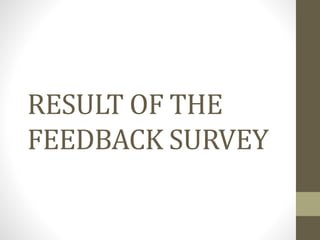 RESULT OF THE
FEEDBACK SURVEY
 