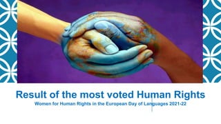 Result of the most voted Human Rights
Women for Human Rights in the European Day of Languages 2021-22
 