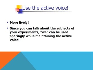 How to write a scientific research ( Results section)