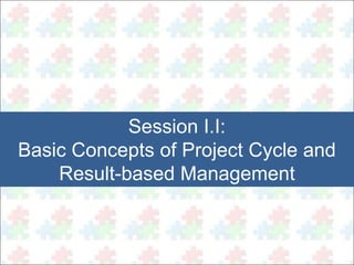Session I.I: 
Basic Concepts of Project Cycle and 
Result-based Management 
 