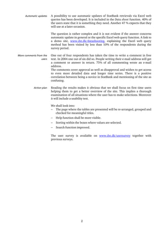 Results Usersurvey 2005