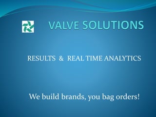 We build brands, you bag orders!
RESULTS & REAL TIME ANALYTICS
 