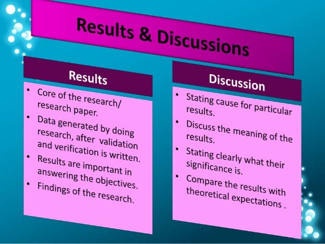 what is result and discussion in research