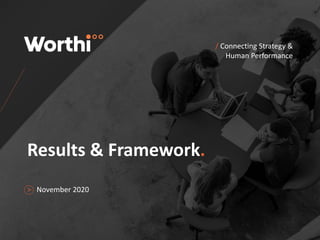 / Connecting Strategy &
Human Performance
Results & Framework.
> November 2020
 