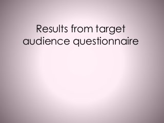 Results from target 
audience questionnaire 
 
