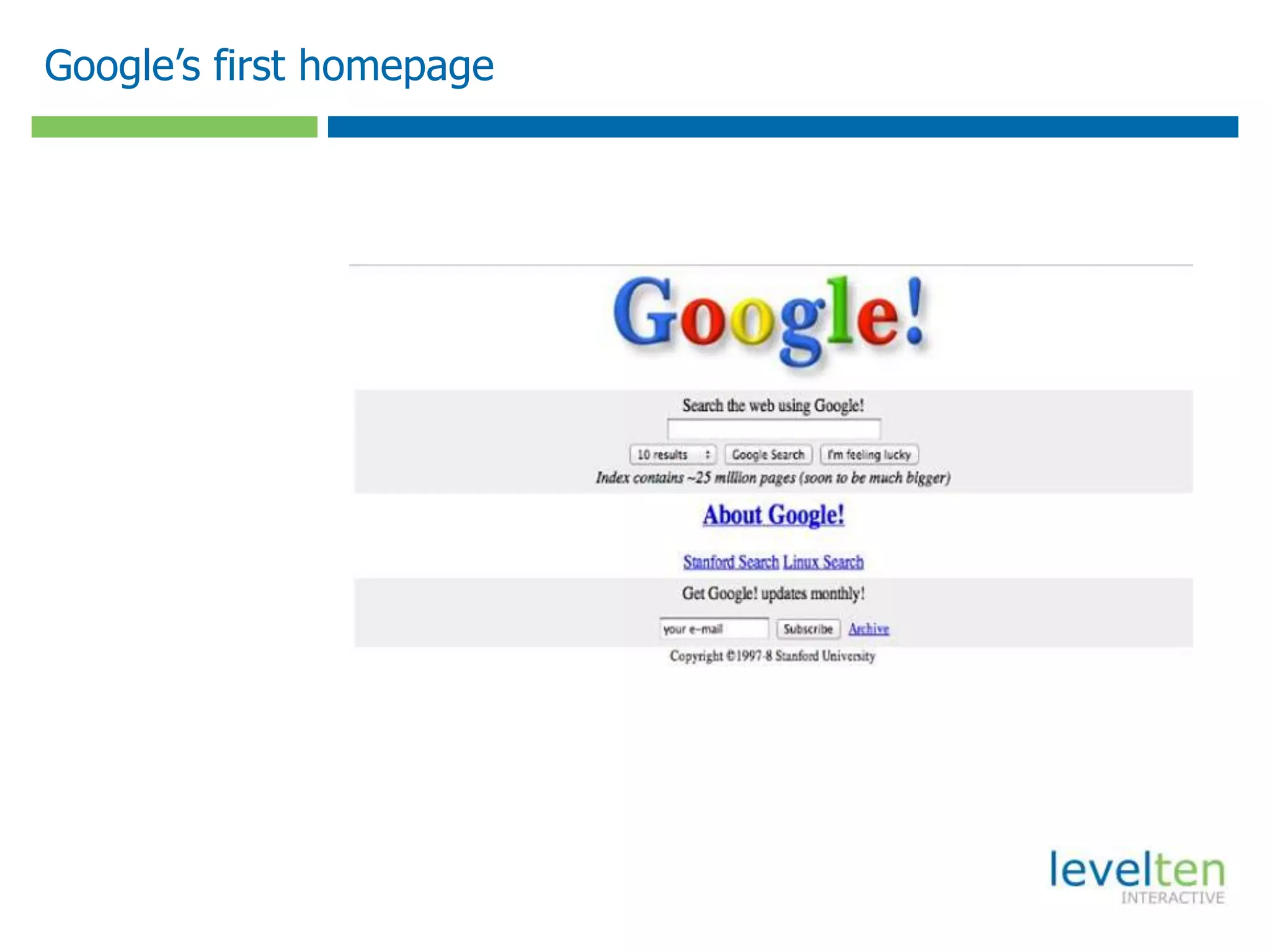 Google’s first homepage
 