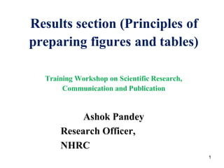Results section (Principles of
preparing figures and tables)
Training Workshop on Scientific Research,
Communication and Publication
Ashok Pandey
Research Officer,
NHRC
1
 