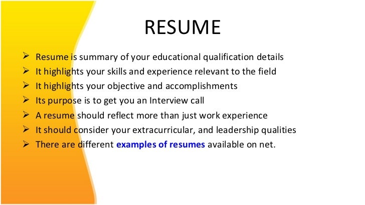 Custom resume writing ppt