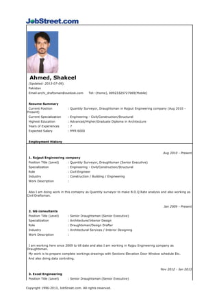 2013
Syed Shakeel Ahmed
9/6/2013
Architectural & Civil Portfolio
 