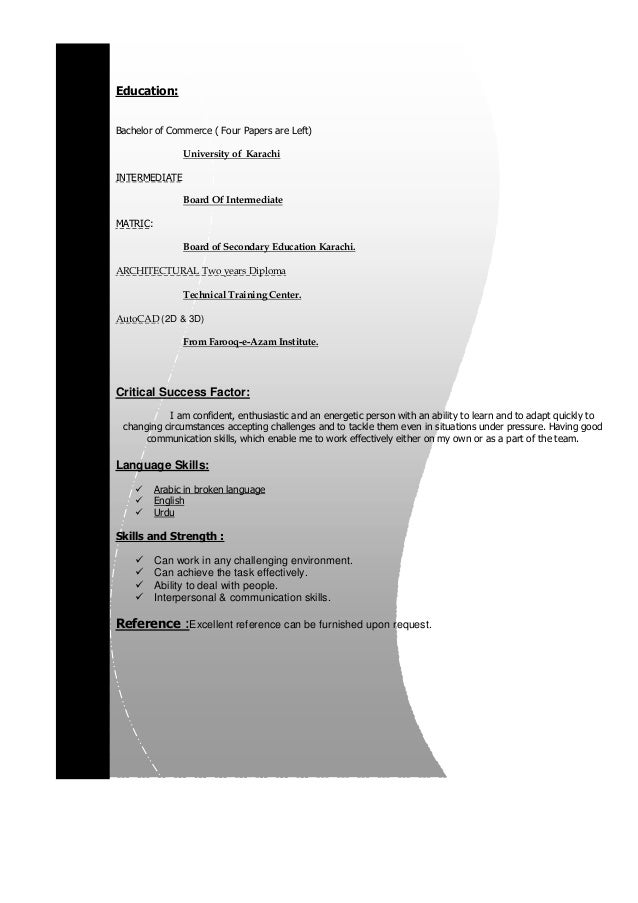 sample resume for architectural draftsman
