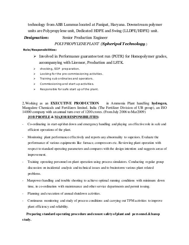 production engineer resumes