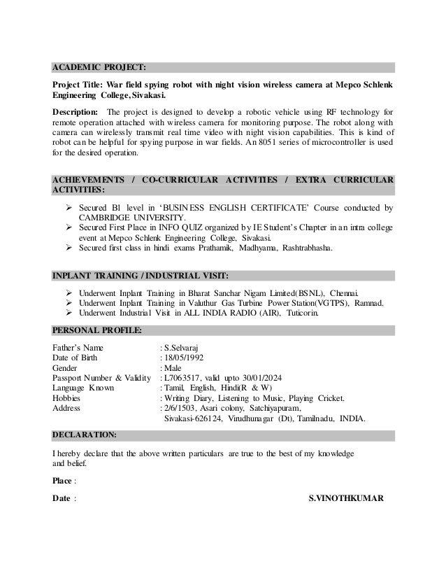 resume for applying plc engineer job