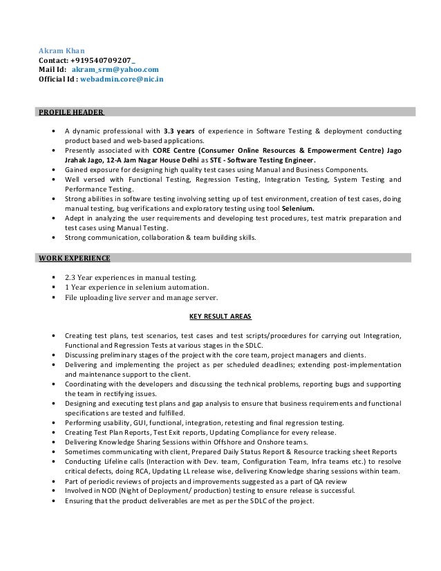 resume for software test engineer test engineer resume