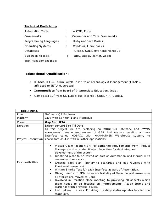 Ruby Experience With Test Automation Engineer In Resume Ruby Experience With Test Automation Engineer In Resume