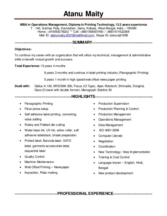 printing manager with 13 years experience print production manager resumes
