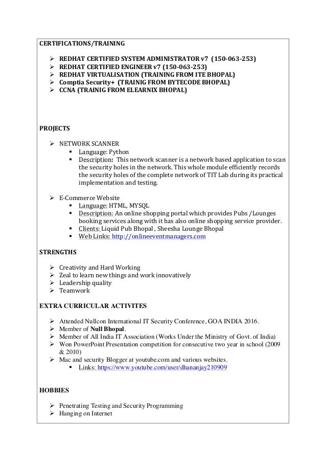 resume unix administrator resume