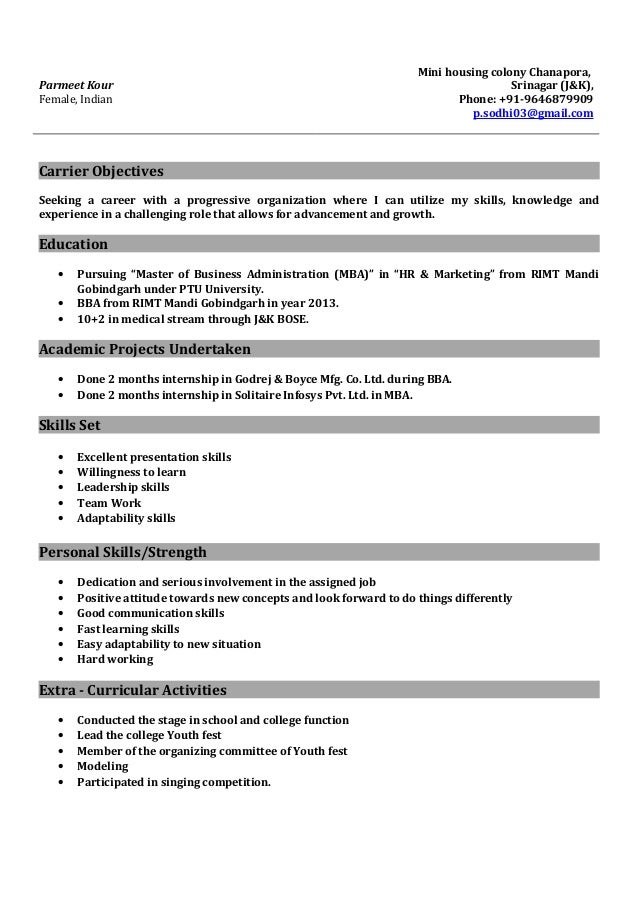 resume marketing executive