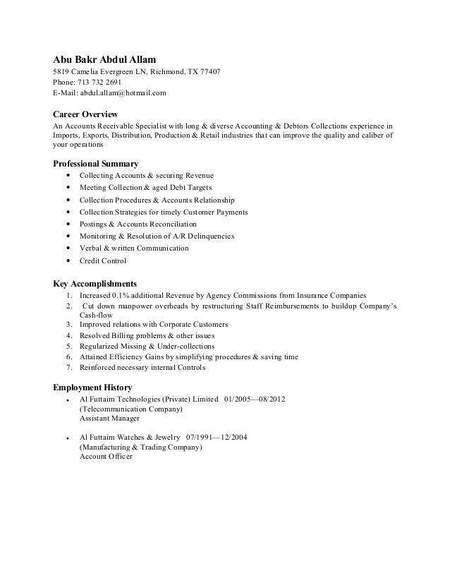 Abu Bakr Abdul Allam-Accounts Receivable Specialist