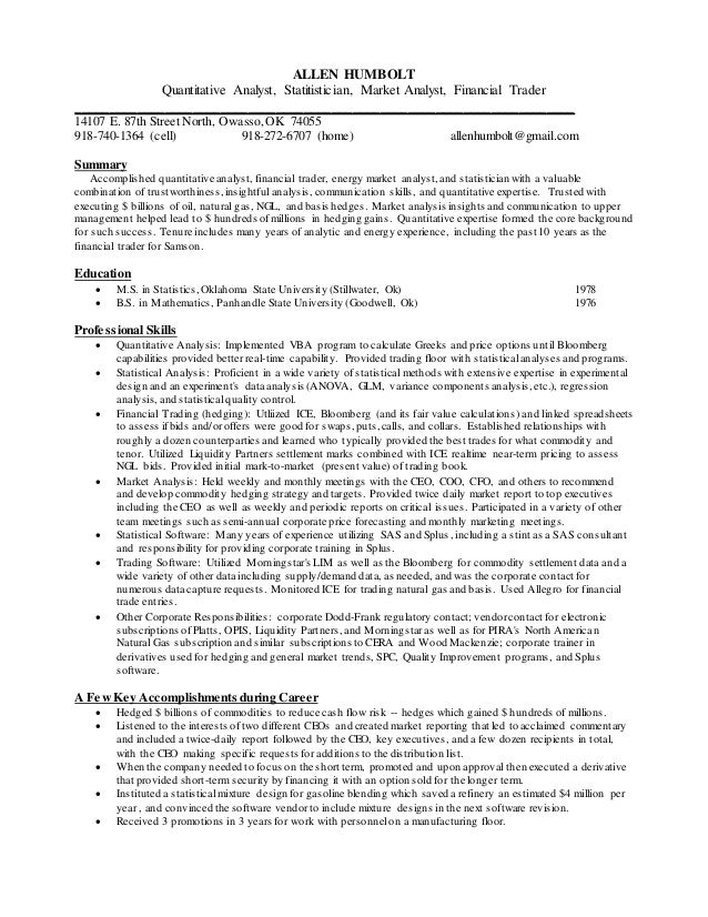 statistician resume