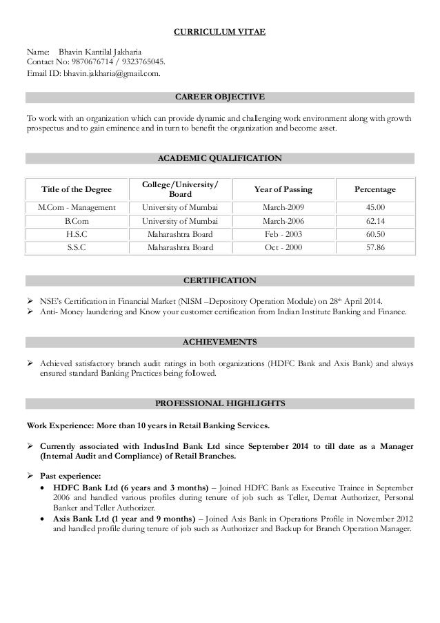 Resume Bhavin K Jakharia
