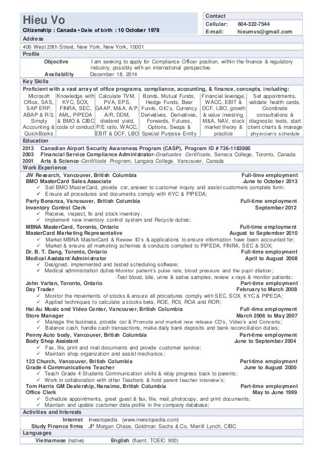 resume compliance officer position contract compliance resume