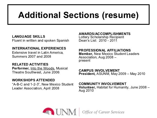 Additional coursework on resume related