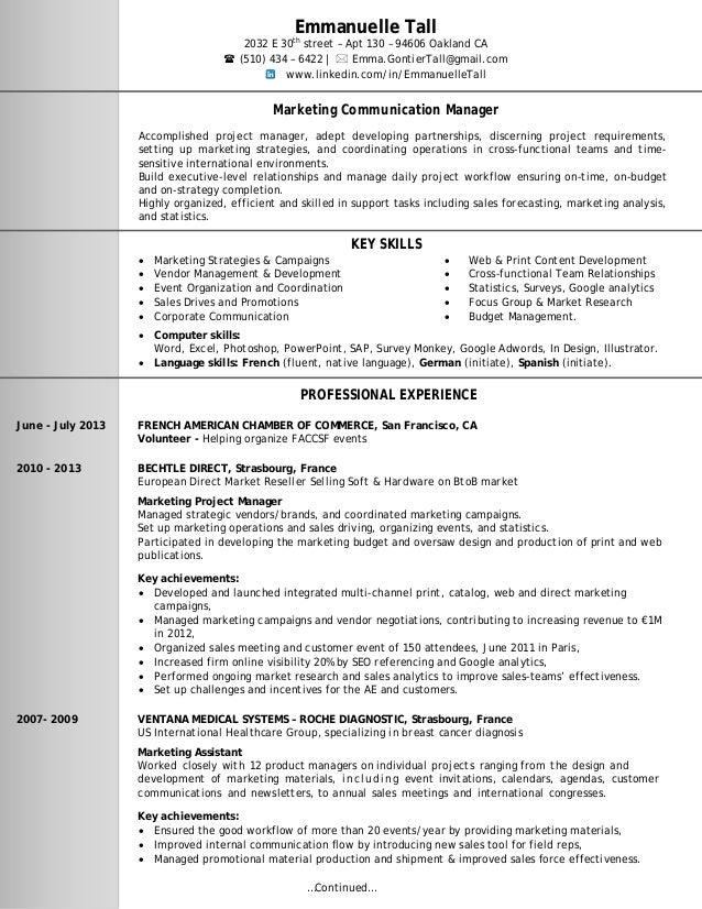 internal communications resumes