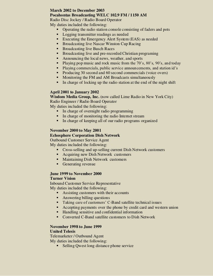 Dj disc jockey resume