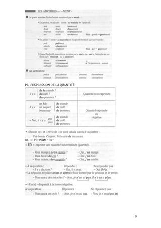 9
19. L’EXPRESSION DE LA QUANTITÉ
20. LE PRONOM “EN”
 