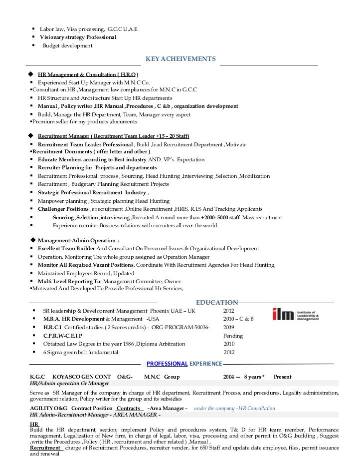 resume hr manager uae up dated