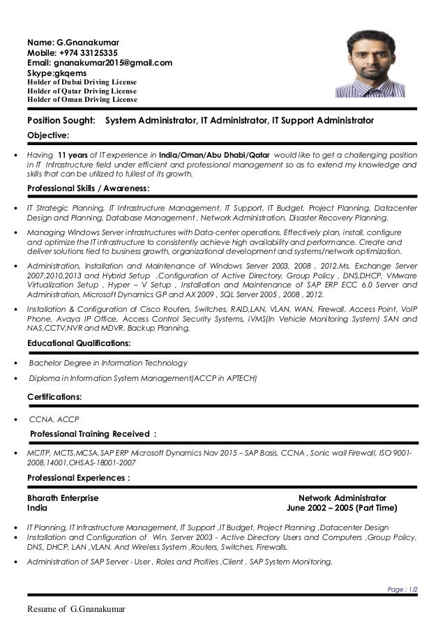 exchange administrator resumes