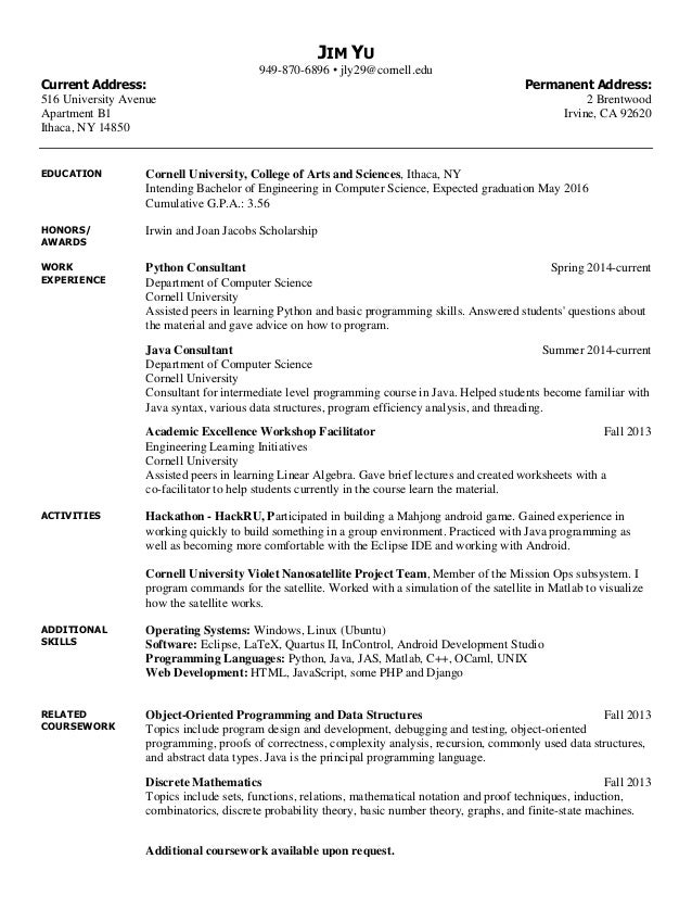 resume jim yu