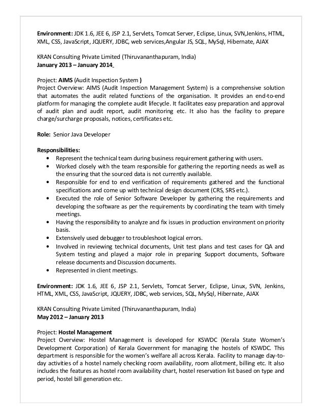 java programmer resumes