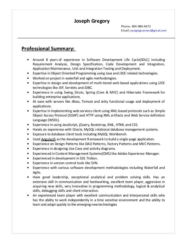 resume joseph gregory java joseph gregory phone 404 980 4672 email josegregconnectgmailcom - Java Resume resume joseph gregory java joseph gregory phone 404 980 4672 email josegregconnectgmailcom - Java Resume