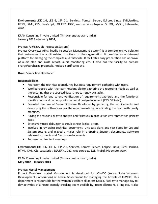 entry level java developer resume