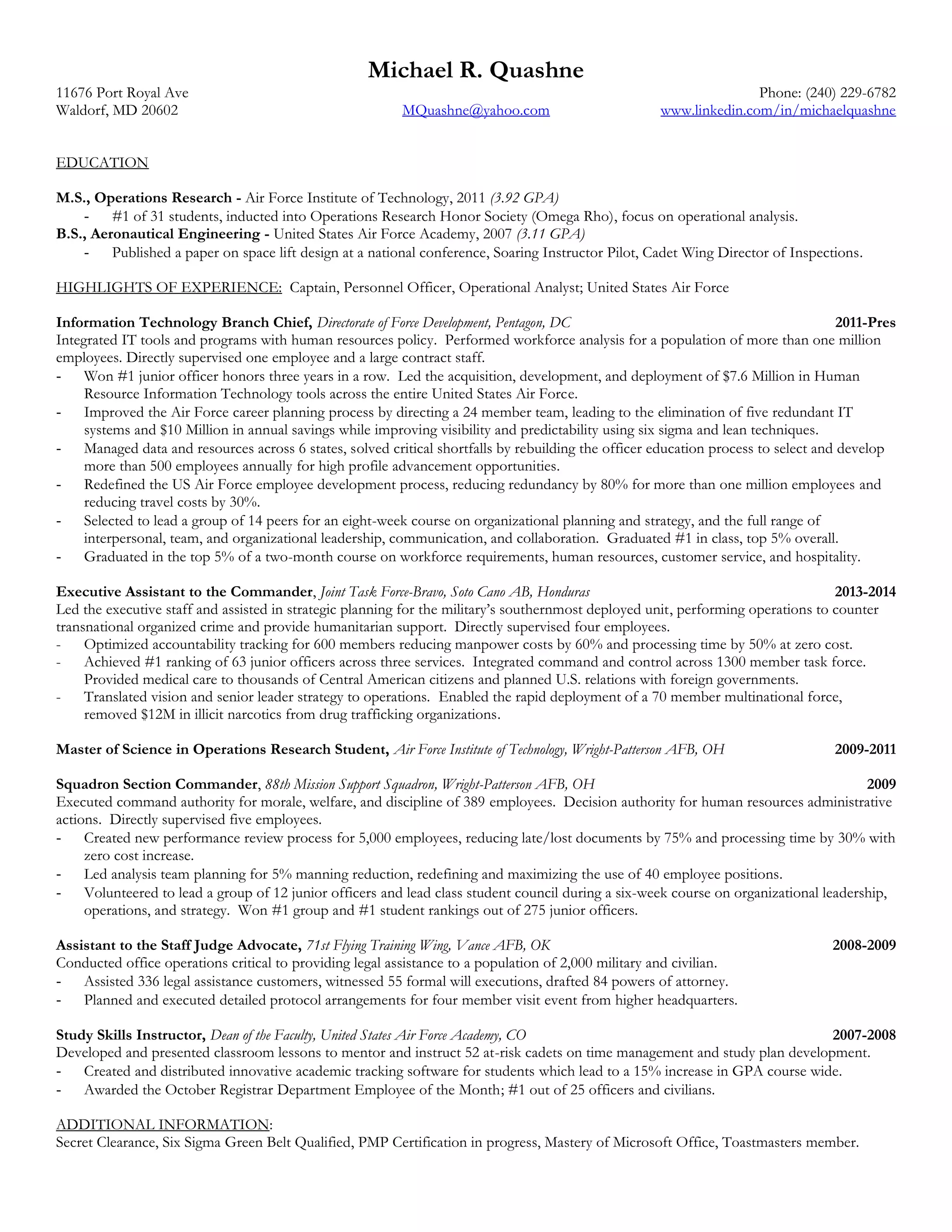 Resume - Michael R. Quashne | DOCX