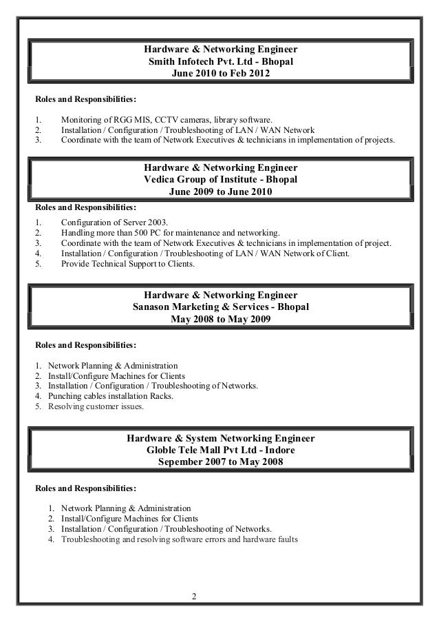 hardware networking resumes