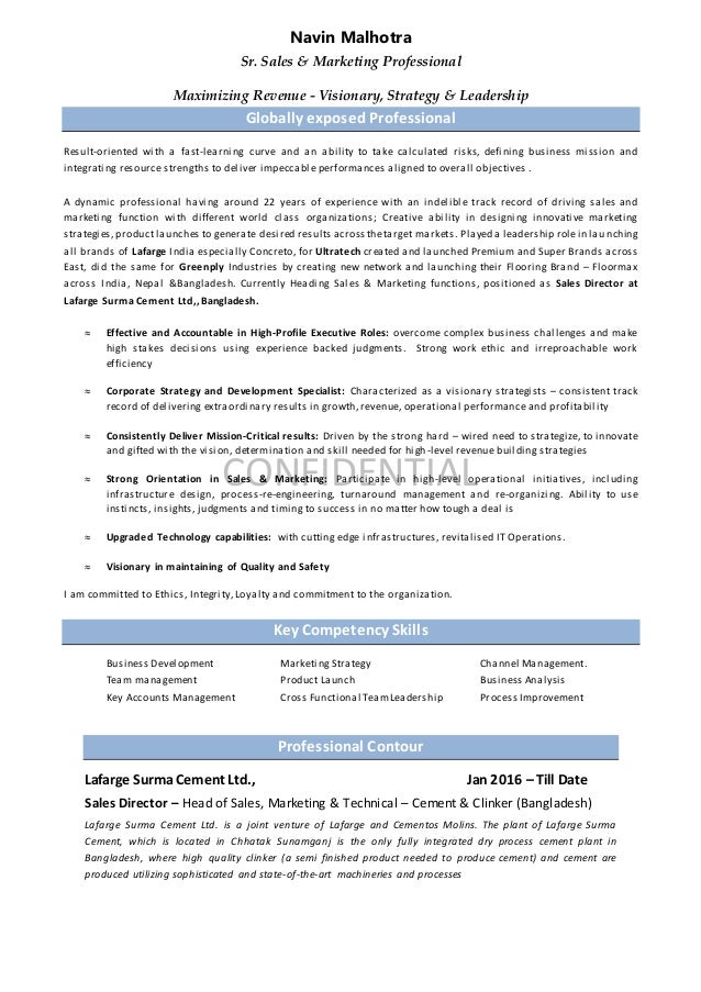 resume for sales and marketing