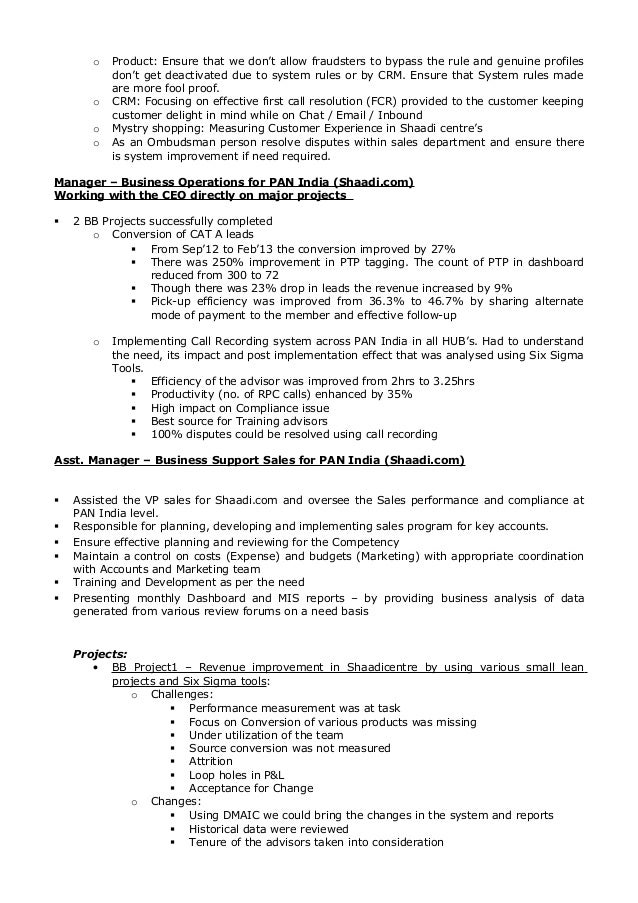 business process management resume