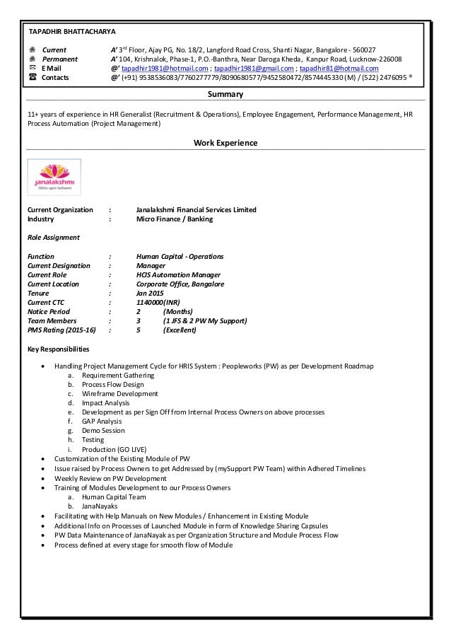 resume tapadhir operations employee