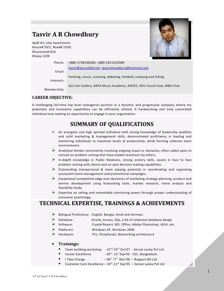 resume tasvir a r chowdhury april 2012 a r resume