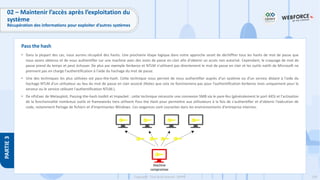 239
Copyright - Tout droit réservé - OFPPT
PARTIE
3
• Dans la plupart des cas, nous aurons récupéré des hashs. Une prochaine étape logique dans notre approche serait de déchiffrer tous les hashs de mot de passe que
nous avons obtenus et de nous authentifier sur une machine avec des mots de passe en clair afin d'obtenir un accès non autorisé. Cependant, le craquage de mot de
passe prend du temps et peut échouer. De plus par exemple Kerberos et NTLM n'utilisent pas directement le mot de passe en clair et les outils natifs de Microsoft ne
prennent pas en charge l'authentification à l'aide du hachage du mot de passe.
• Une des techniques les plus utilisées est pass-the-hash. Cette technique nous permet de nous authentifier auprès d'un système ou d'un service distant à l'aide du
hachage NTLM d'un utilisateur au lieu du mot de passe en clair associé (Notez que cela ne fonctionnera pas pour l'authentification Kerberos mais uniquement pour le
serveur ou le service utilisant l'authentification NTLM.).
• De nPsExec de Metasploit, Passing-the-hash toolkit et Impacket : cette technique nécessite une connexion SMB via le pare-feu (généralement le port 445) et l'activation
de la fonctionnalité nombreux outils et frameworks tiers utilisent Pass the Hash pour permettre aux utilisateurs à la fois de s'authentifier et d'obtenir l'exécution de
code, notamment Partage de fichiers et d'imprimantes Windows. Ces exigences sont courantes dans les environnements d'entreprise internes.
Pass the hash
02 – Maintenir l’accès après l’exploitation du
système
Récupération des informations pour exploiter d’autres systèmes
 
