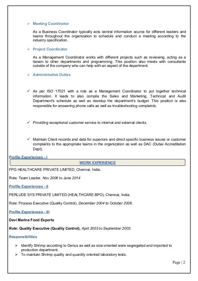administrative coordinator resume examples