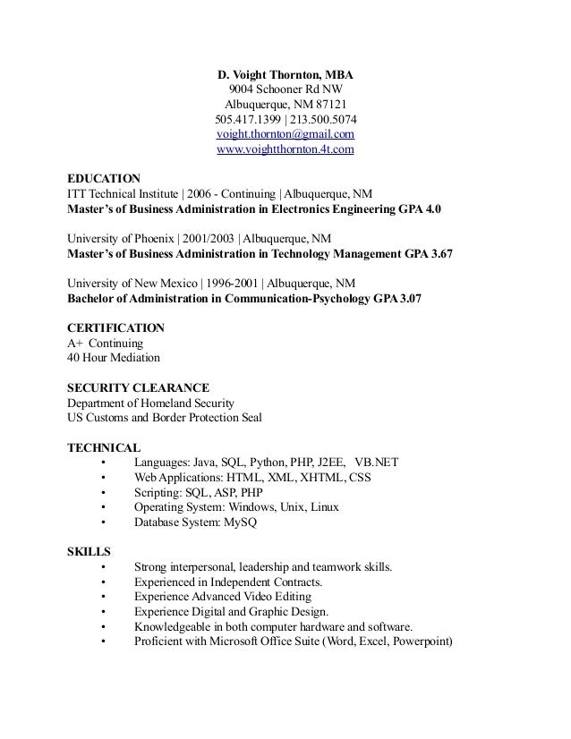 mba gpa on resumes